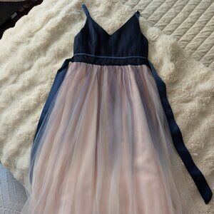 Girls Navy Bodice & Blush Pink Tulle Dress – Size 140 (~10–12Y) – Worn Once